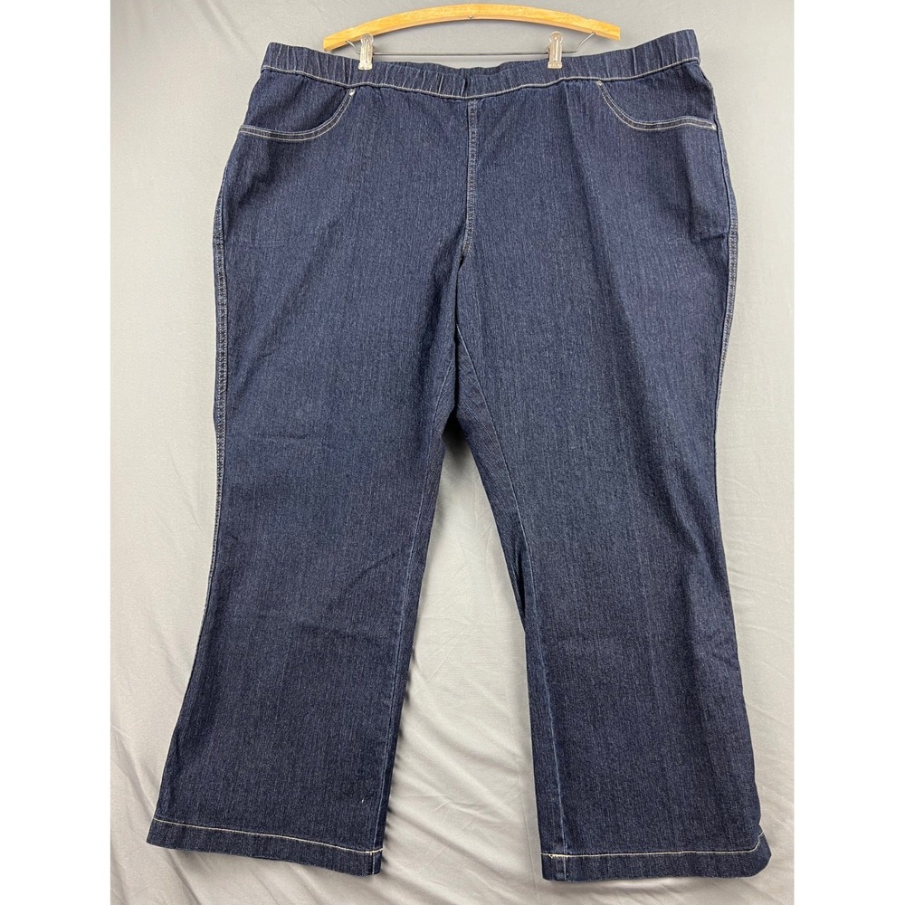 Just My Size Jeans Women 4X Petite Pull On Straight Leg Blue Denim Stretch NWOT